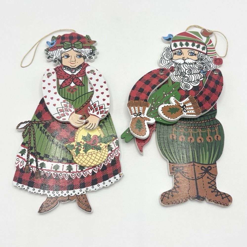 Vintage Christmas Ornaments Santa Mrs Claus Stephanie Siegel 1984 Moveable Limbs